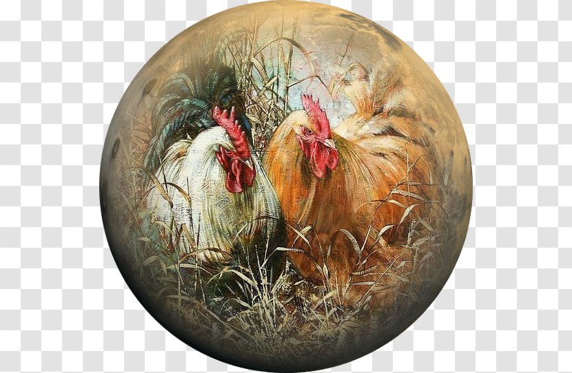 Chicken Oil Painting Rooster Art - Christmas Ornament Transparent PNG