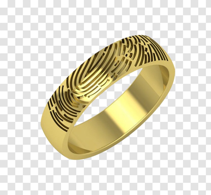 Wedding Ring Engagement Fingerprint Earring - Colored Gold Transparent PNG