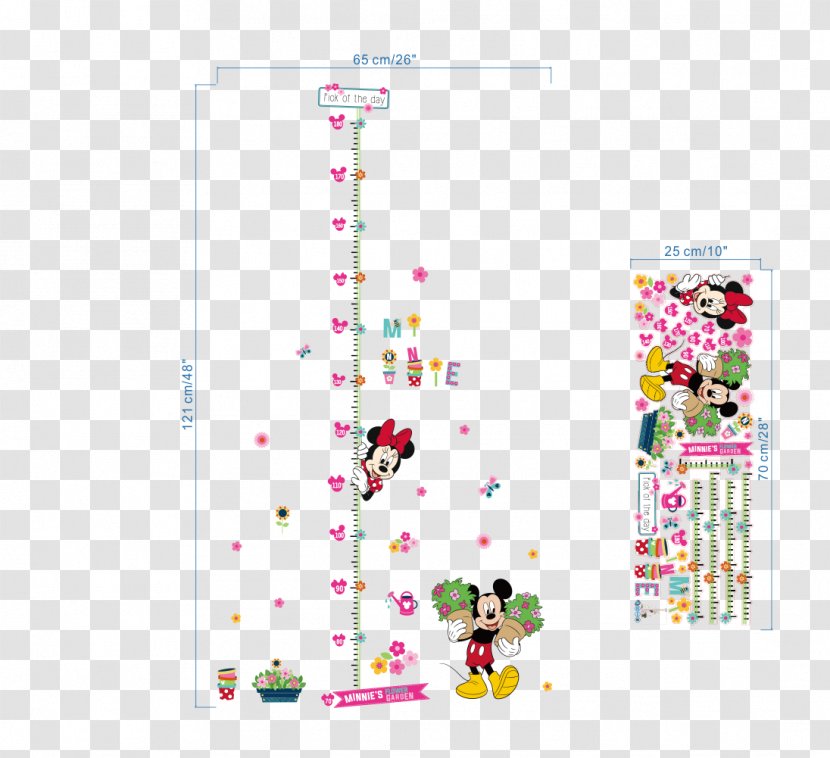 Minnie Mouse Mickey Wall Decal Sticker - Height Measurement Transparent PNG