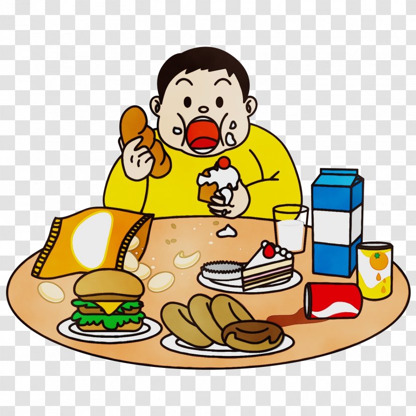 Junk Food Meal Cartoon Clip Art Breakfast - Paint - Eating Fast Transparent PNG