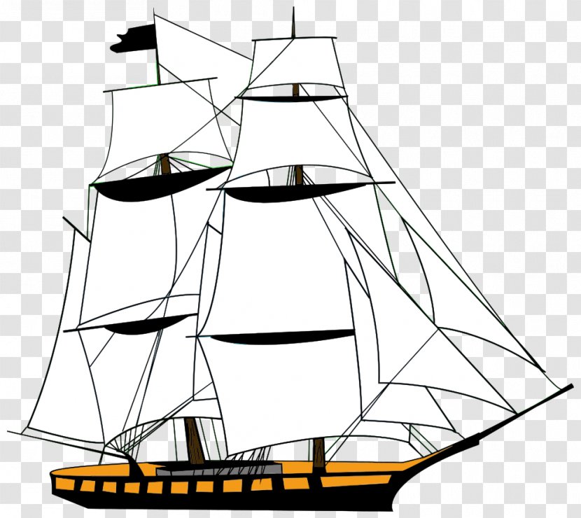 Sailing Ship Clipper Clip Art - Full Rigged - Sail Transparent PNG