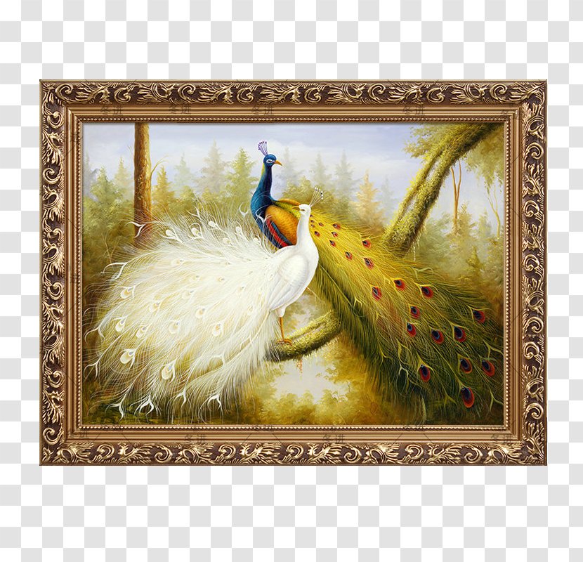 Oil Painting Picture Frame Mural - Feather - Peacock Decorative Transparent PNG
