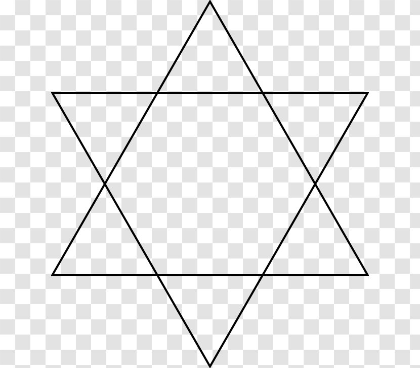 Hexagram Star Polygon Equilateral Triangle Of David - Black And White - Octaedro Transparent PNG