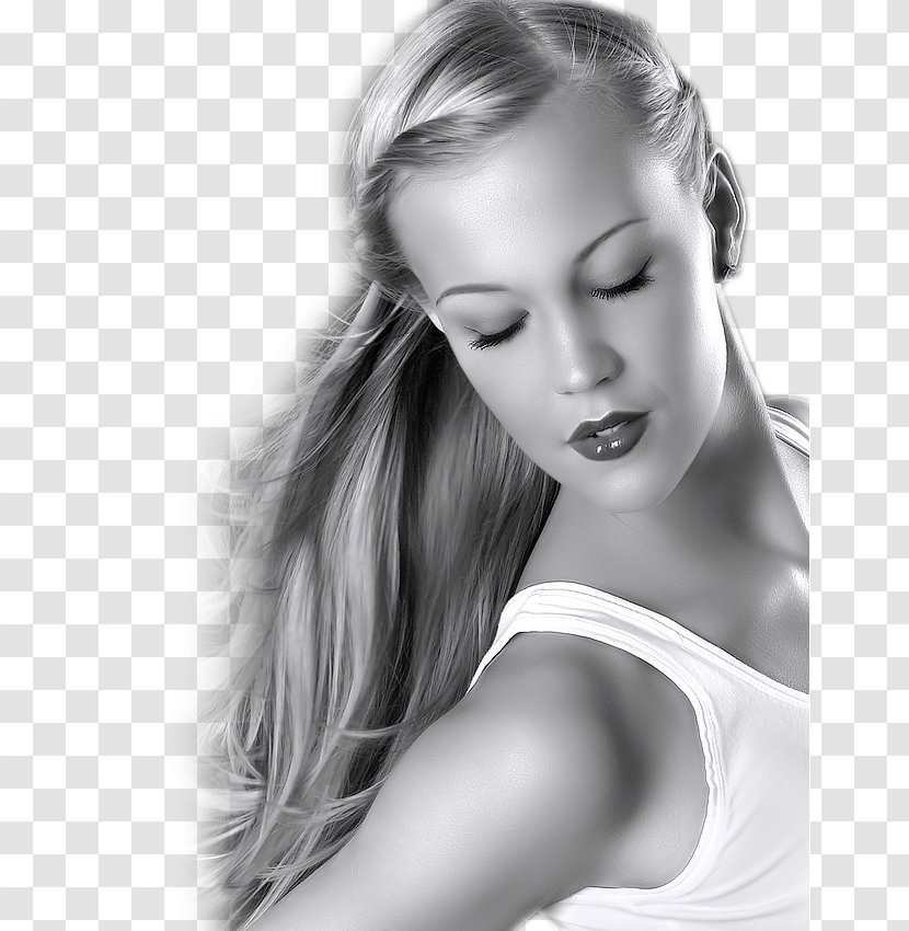 Blond Black And White Brown Hair Painting Portrait - Heart Transparent PNG
