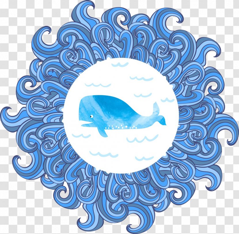 Watercolor Painting Royalty-free Wave Illustration - Organism - Blue Dolphin Pattern Transparent PNG