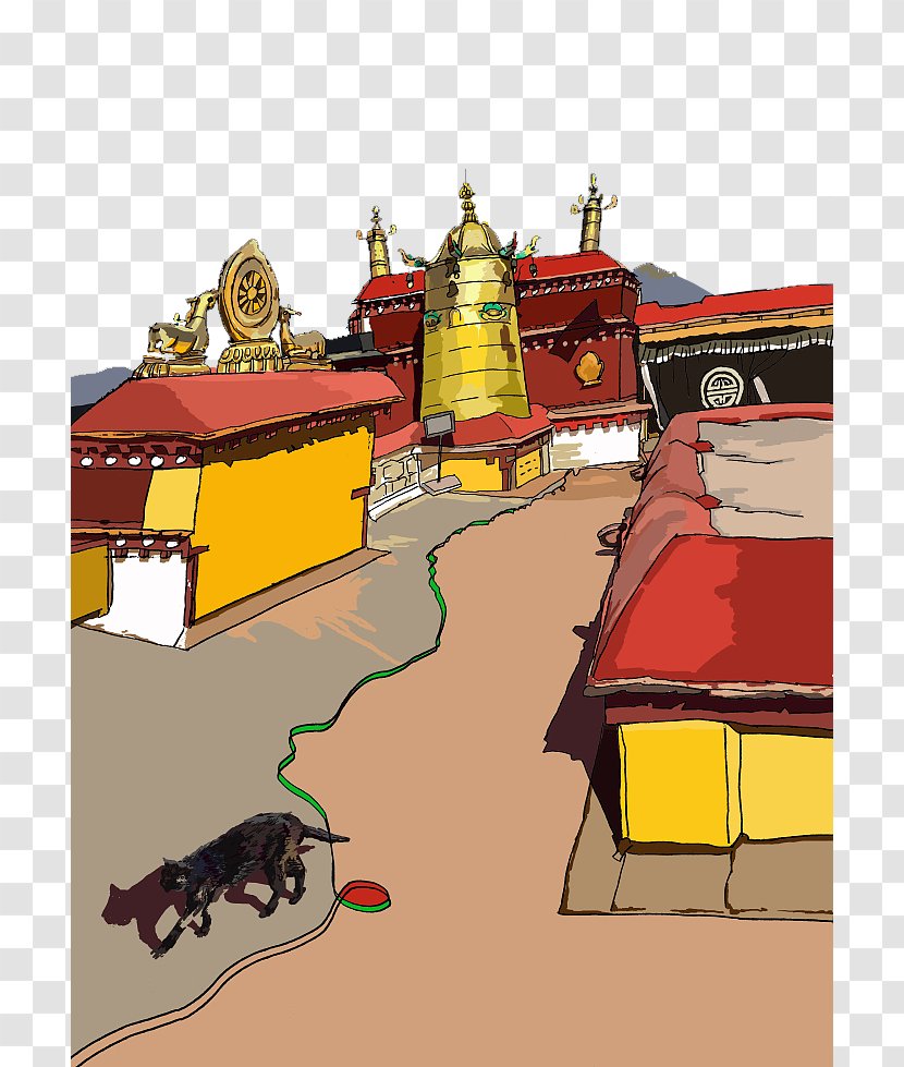 Lhasa Chagpori Temple Illustration - Fiction - Decorative Map Of Tibet Transparent PNG