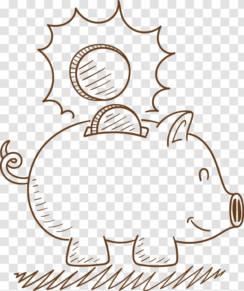 Piggy Bank Drawing - Mammal Transparent PNG