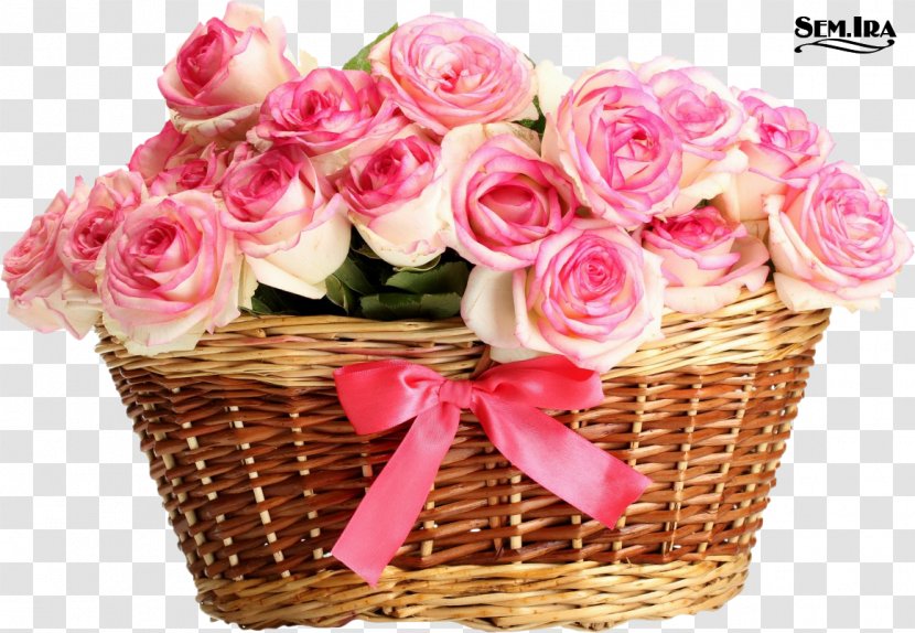 Basket Rose Flower Bouquet Pink - Order Transparent PNG