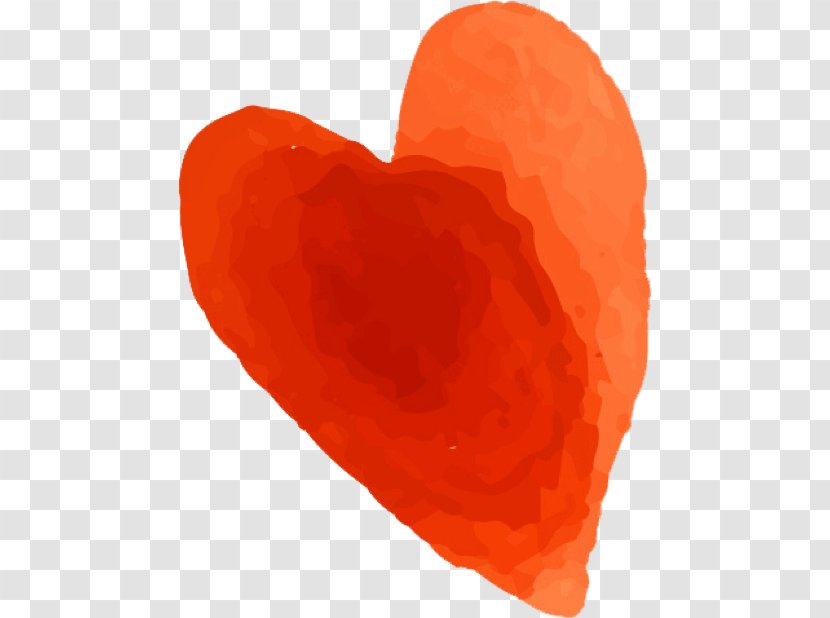 Heart M-095 Orange S.A. - Red - Drawing Watercolor Transparent PNG