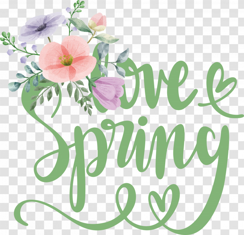 Spring Text Word Art Line Art Flower Transparent PNG