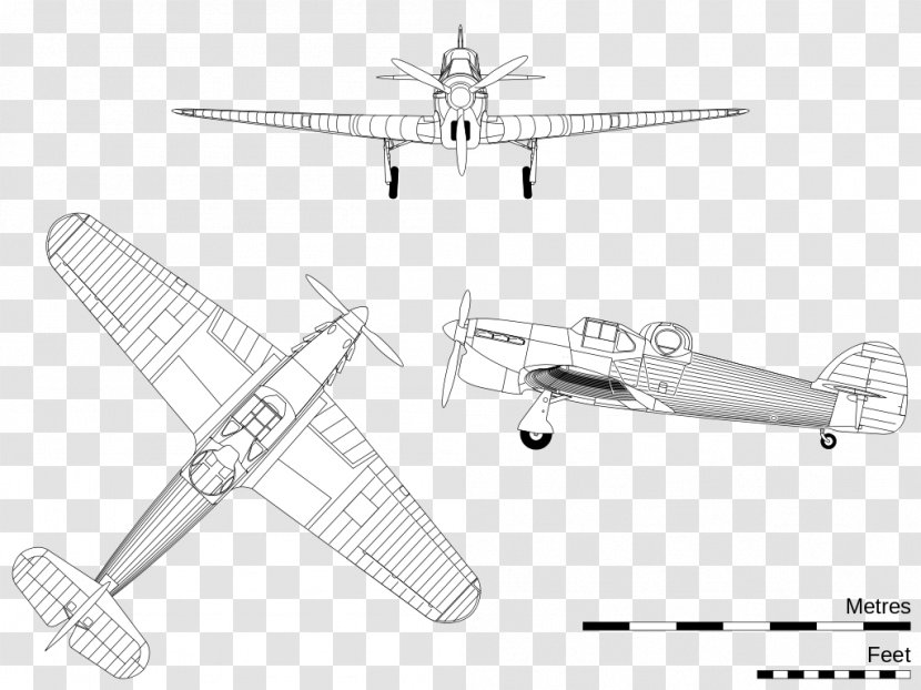 Propeller Aircraft Drawing Hawker Hotspur Aerospace Engineering - Model Transparent PNG