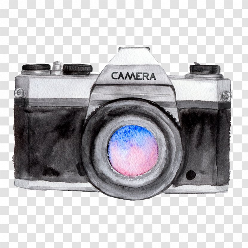 Watercolor Painting Camera Logo Drawing Photography - Royalty Free - Hand-painted Canon Transparent PNG
