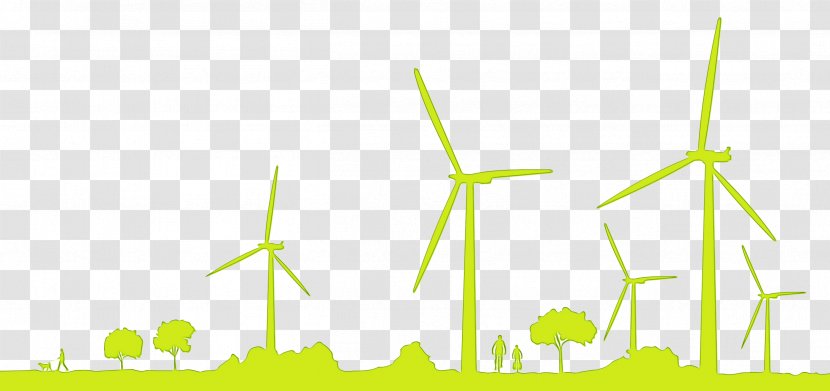 Green Wind Turbine Windmill Yellow - Grass - Family Transparent PNG