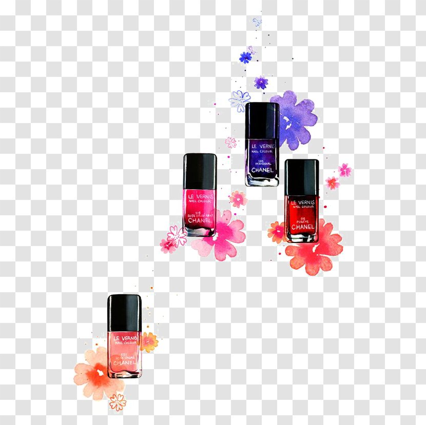 Cosmetics Watercolor Painting Nail Polish Illustration - Illustrator - Makeup Transparent PNG