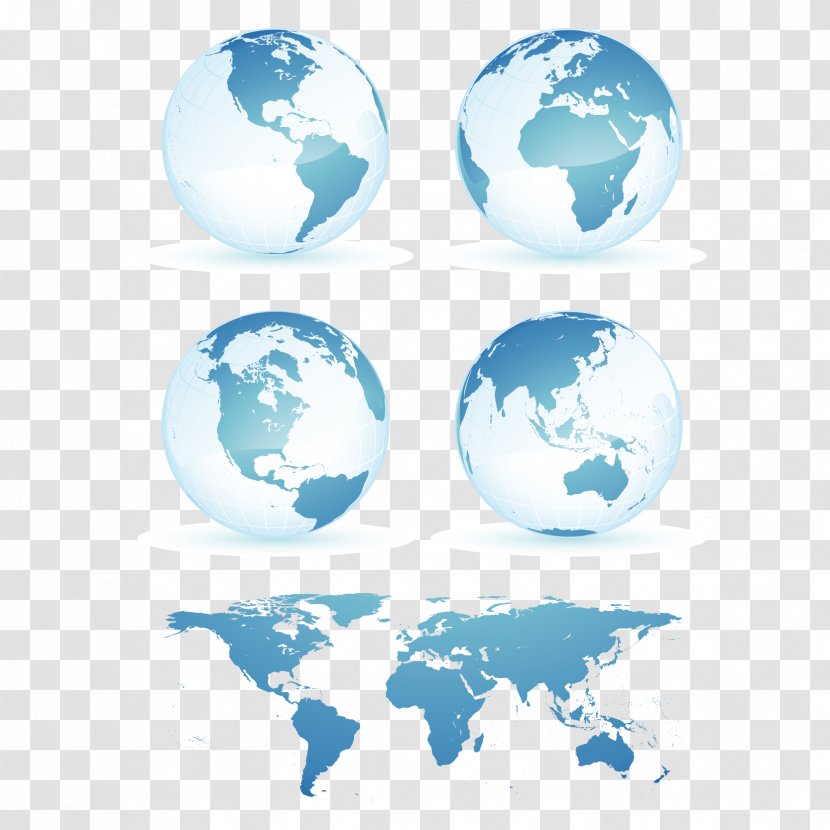 Earth Globe World Map - Wall Decal - Blue And Vector Material Transparent PNG