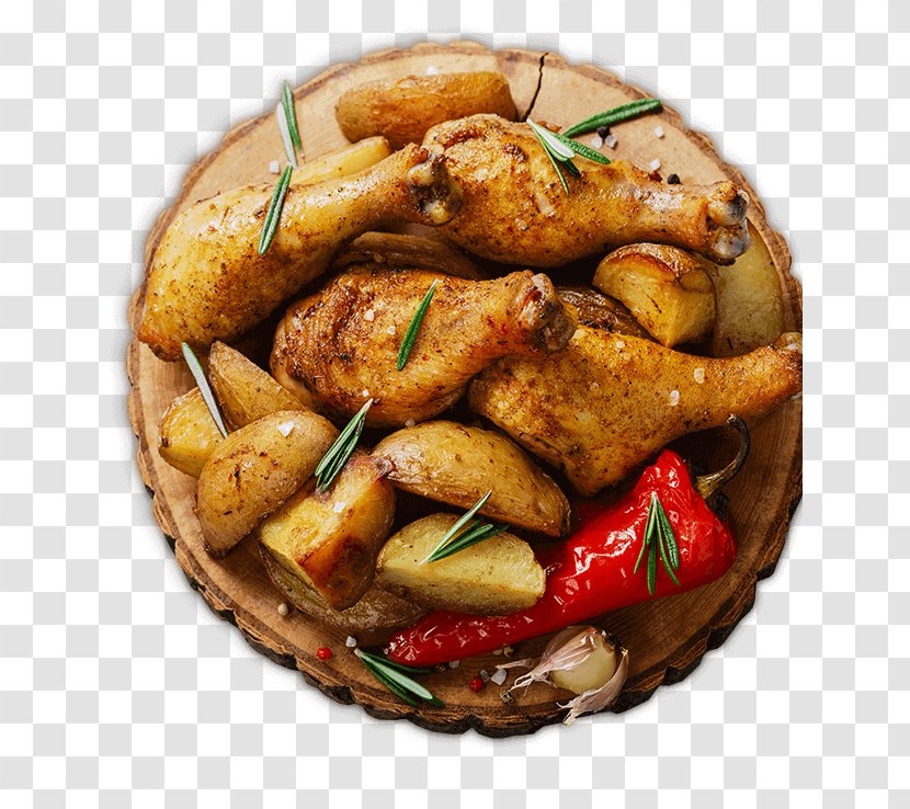Fried Chicken Roast KFC Barbecue - Potato Wedges - Delicious Smoked Sausage Transparent PNG