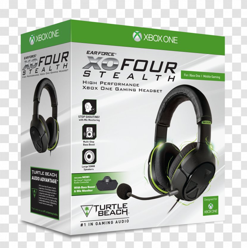 Xbox 360 Wireless Headset One Turtle Beach Ear Force XO FOUR Stealth Corporation - Electronic Device - Headphones Transparent PNG
