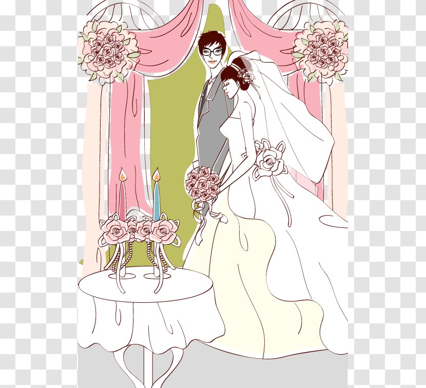 Contemporary Western Wedding Dress Euclidean Vector Vecteur Illustration - Cartoon Transparent PNG