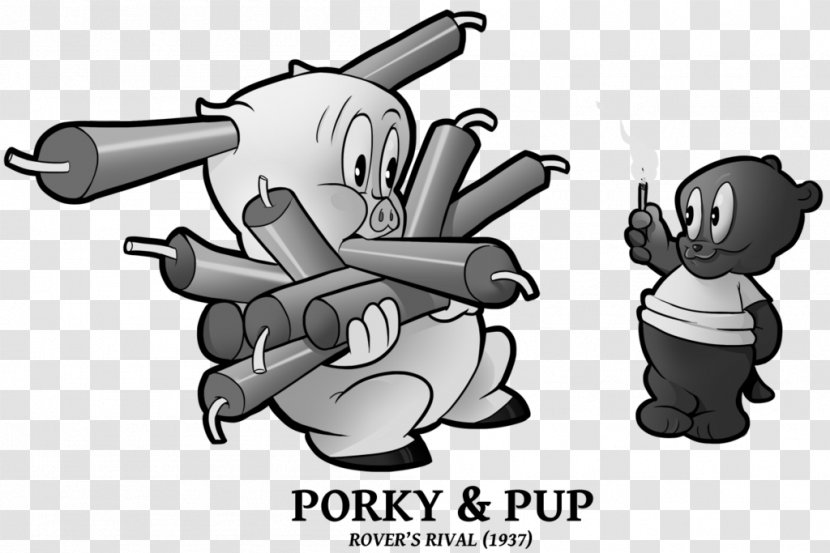 Porky Pig Looney Tunes Art Black And White - Fictional Character Transparent PNG