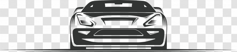 Hand-painted Sports Car Front - Mode Of Transport - Monochrome Transparent PNG