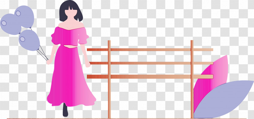 Pink Dress Violet Cartoon Magenta Transparent PNG