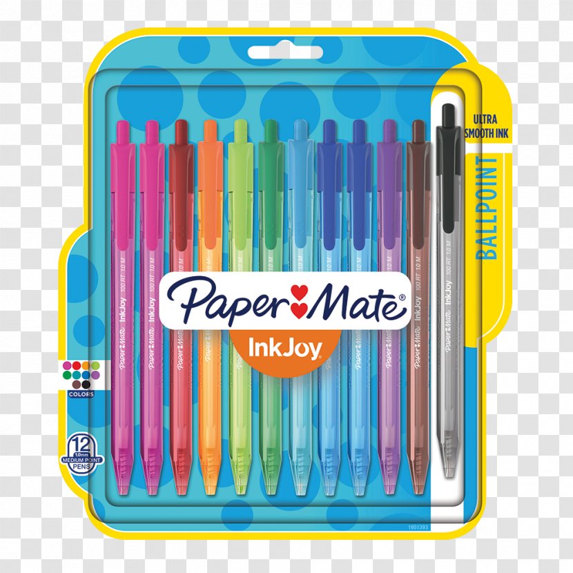 InkJoy 100 RT Retractable Ballpoint Pen, 1mm, Assorted, 20/Pack Paper Mate Gel Pens Transparent PNG