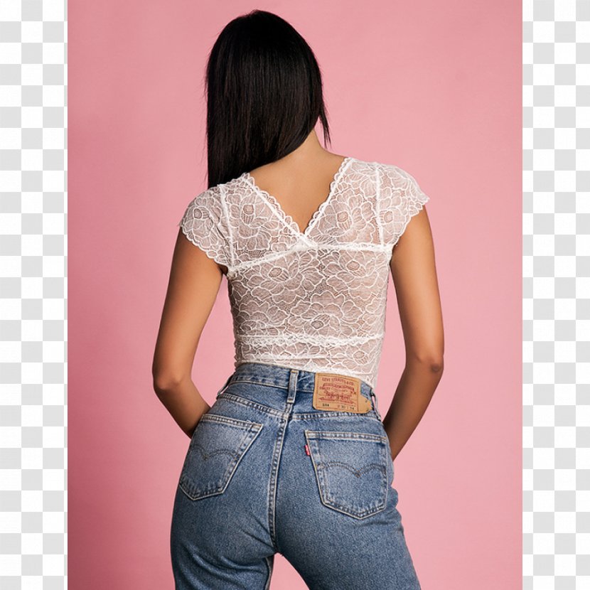 Waist Jeans Denim Sleeve Blouse Transparent PNG