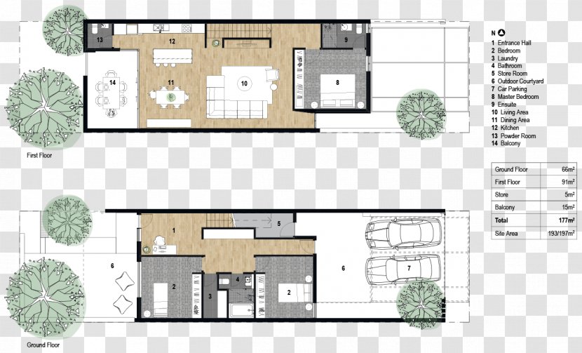 Floor Plan Architecture Terraced House - Storey Transparent PNG