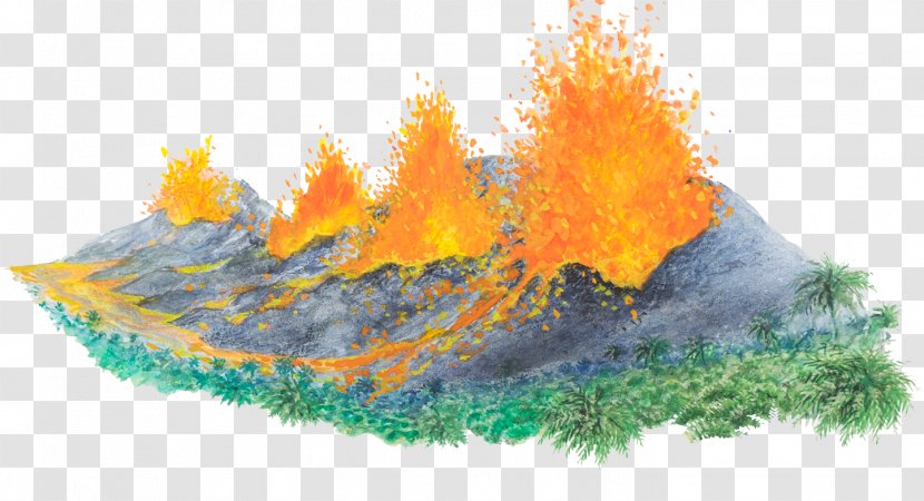 Volcano Rock Ejecta Illustration - Cross Section - Jungle Eruption Transparent PNG