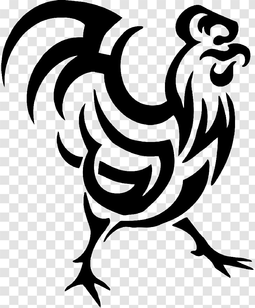 Rooster Chicken Clip Art - Black And White Transparent PNG
