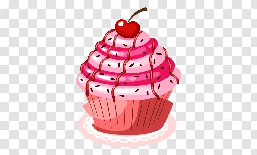 Cupcake Birthday Cake Bakery Icing Chocolate - Zazzle - Cartoon Cherry Cupcakes Transparent PNG