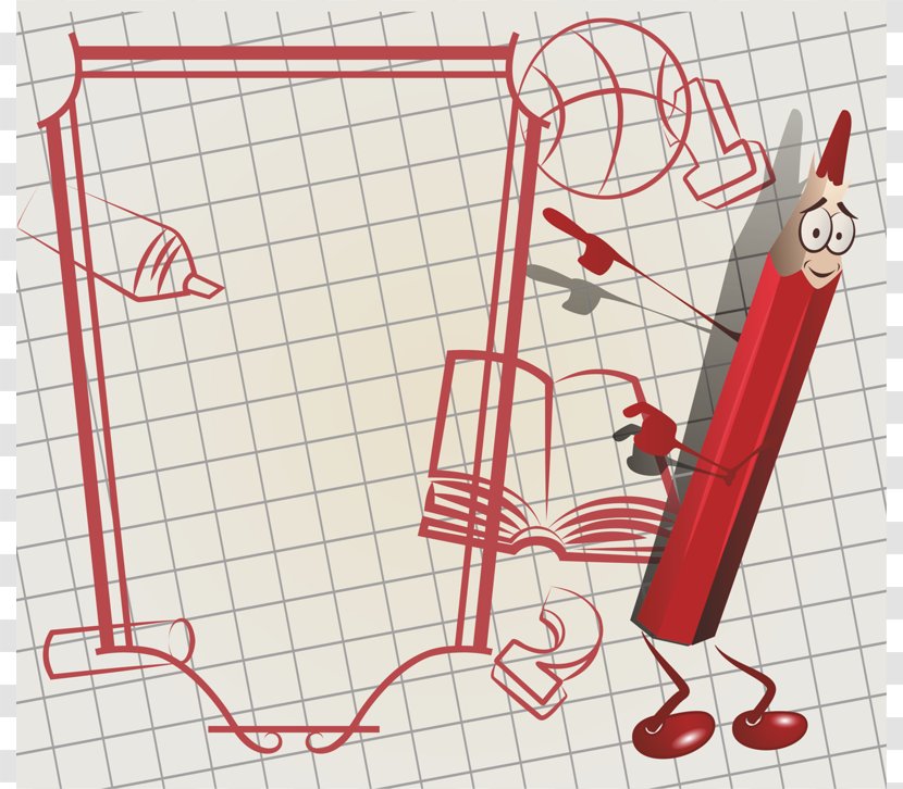 Pencil School Illustration - Cartoon - Hand-drawn Line Of Red Pencils Transparent PNG