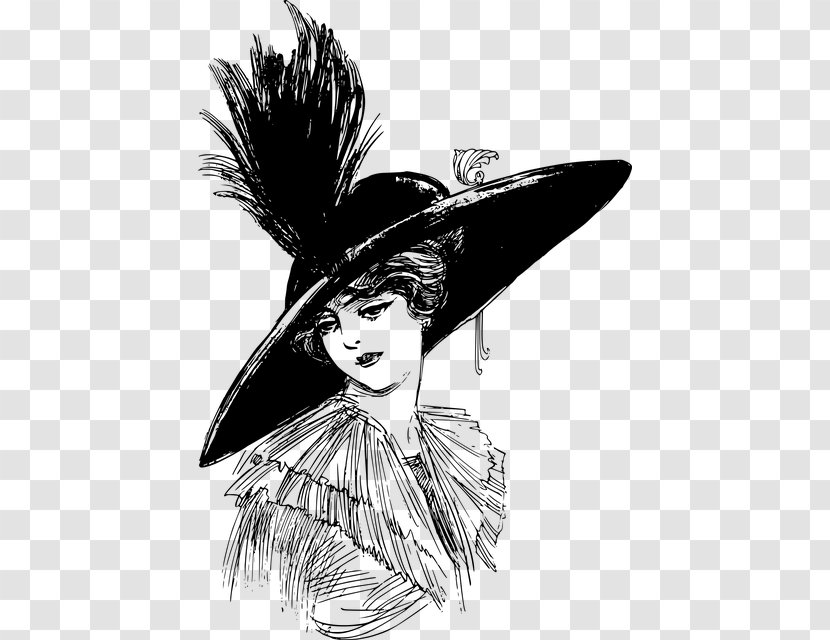 Top Hat Cartoon - Victorian Fashion - Witch Blackandwhite Transparent PNG