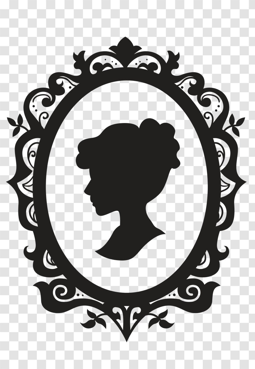 Silhouette Cameo Royalty-free Stock Photography - Black And White - Oval Transparent PNG