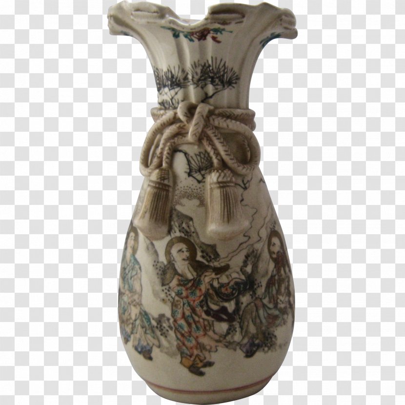 Vase Pottery Ceramic Satsuma Ware Meiji Period - Vitreous Enamel Transparent PNG
