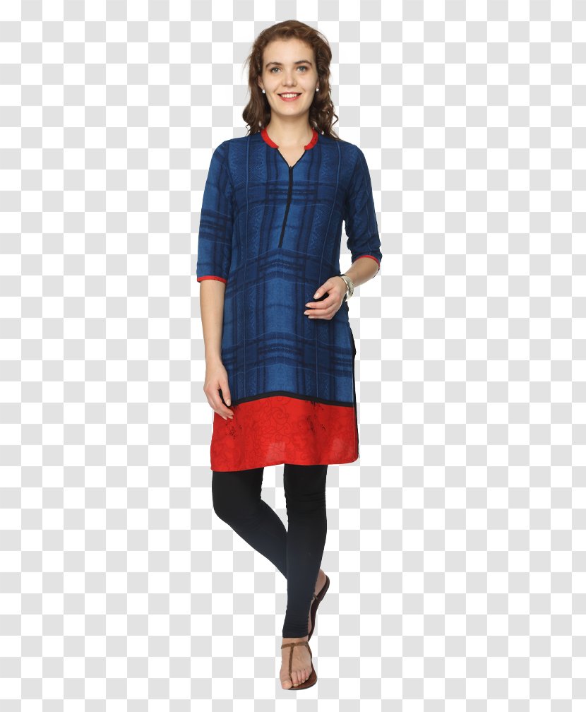 Kurta Blue Blouse Sleeve Top - Maternity Clothing - Red Cloth Belt Transparent PNG