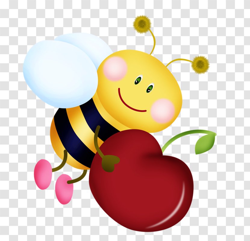 Bee Cartoon Clip Art - Food - Holding A Cherry Transparent PNG