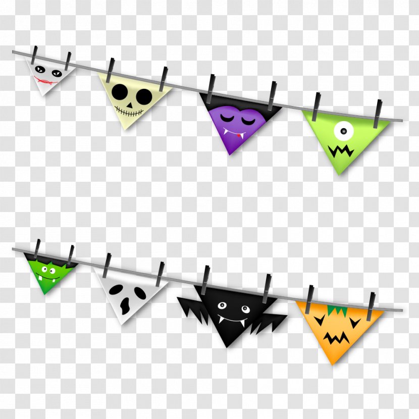 Halloween Bunting Textile Clip Art - Symmetry - Pull Flag Transparent PNG