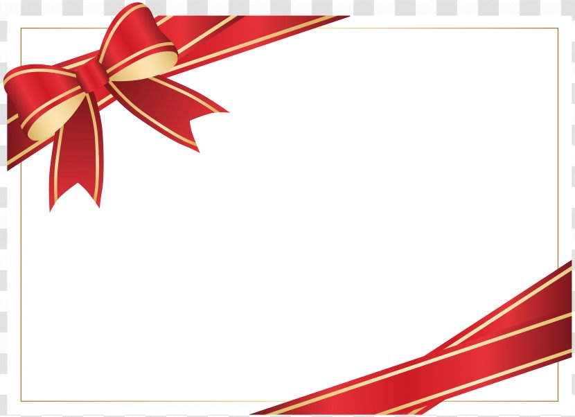 Gift Ribbon - White Card With Red Clip Art Transparent PNG