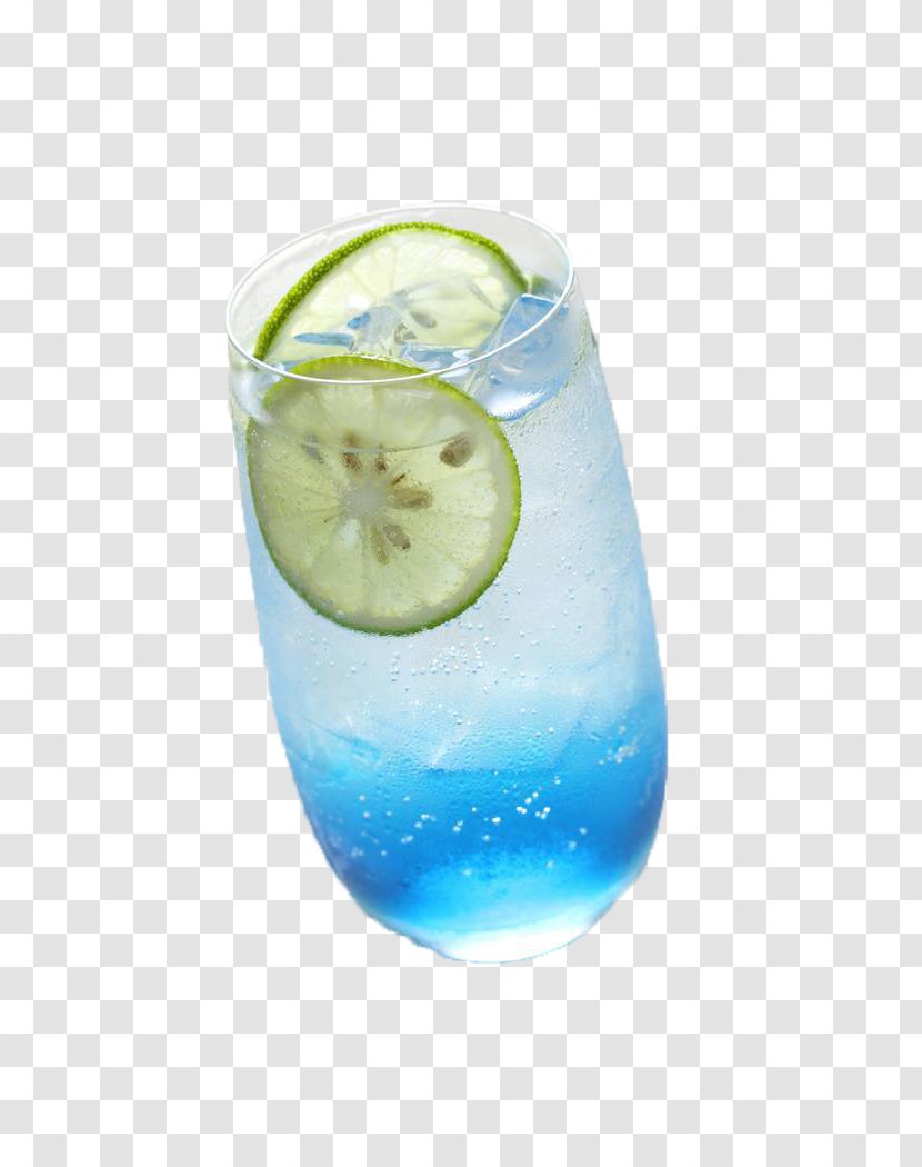 Rickey Gin And Tonic Blue Hawaii Lagoon Sea Breeze - Nonalcoholic Drink - Lemon Curacao Cocktail Transparent PNG