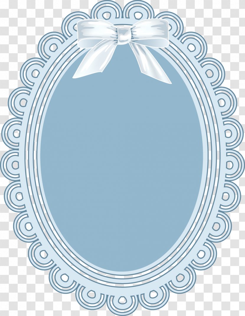 Download Computer File - Picture Frame - Blue Lace Bow Mirror Transparent PNG