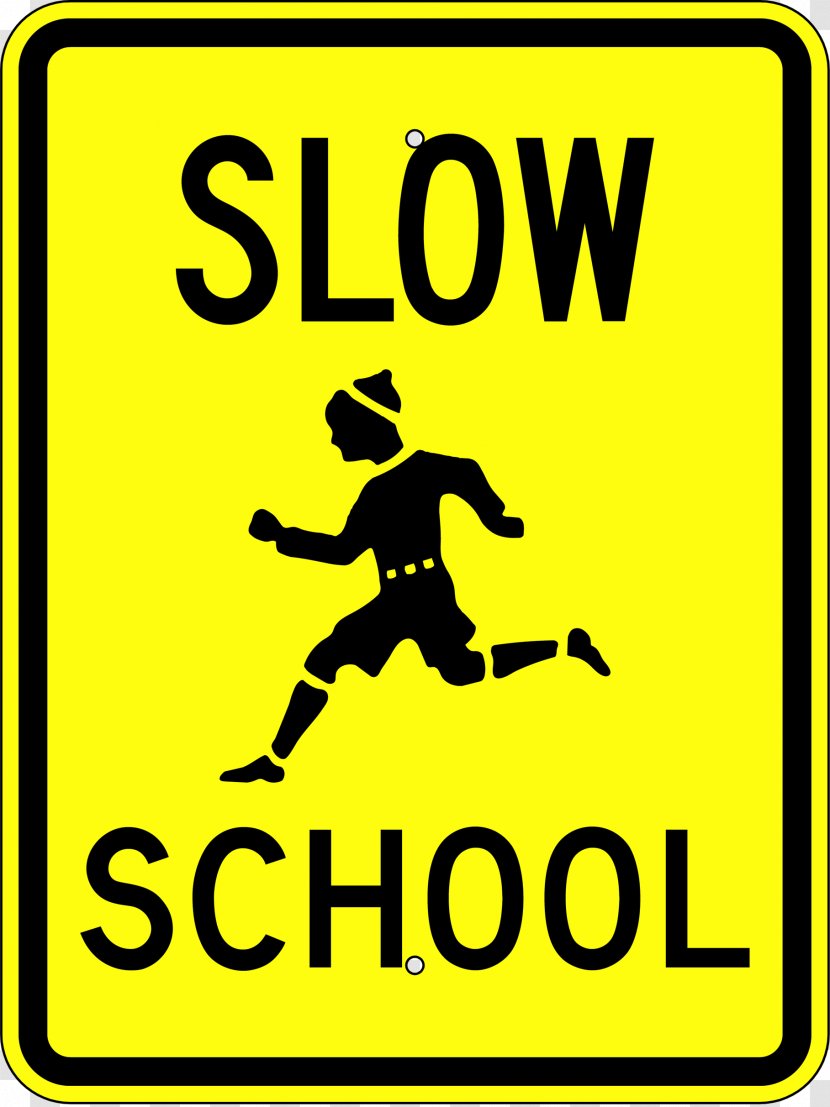 School Zone Traffic Sign Slow Children At Play - Yellow Transparent PNG