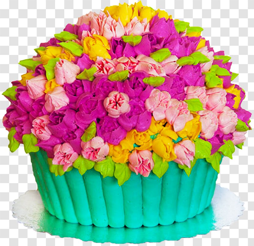 Cupcake Royal Icing Frosting & Floral Design - Cake Transparent PNG