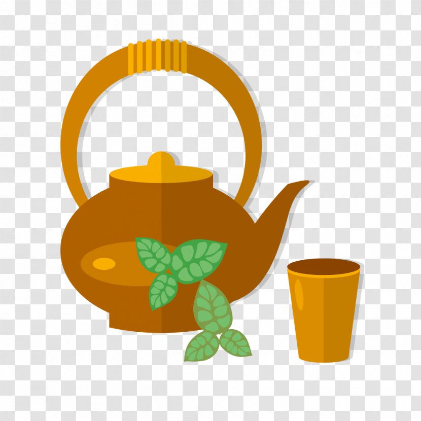Teapot Teacup Green Tea - Kettle - Vector Leaf Cup Transparent PNG