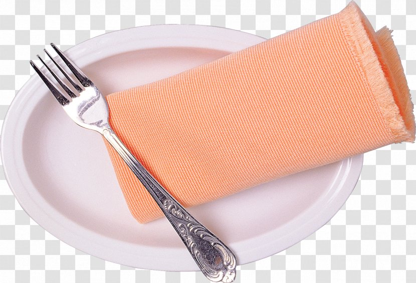 Cloth Napkins Clip Art Plate Spoon - Peach Transparent PNG