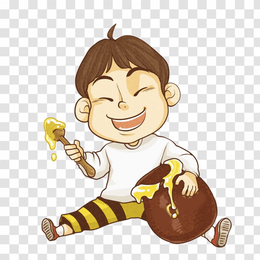 Honey Food Drawing Eating - Little Boy Happy To Eat Transparent PNG
