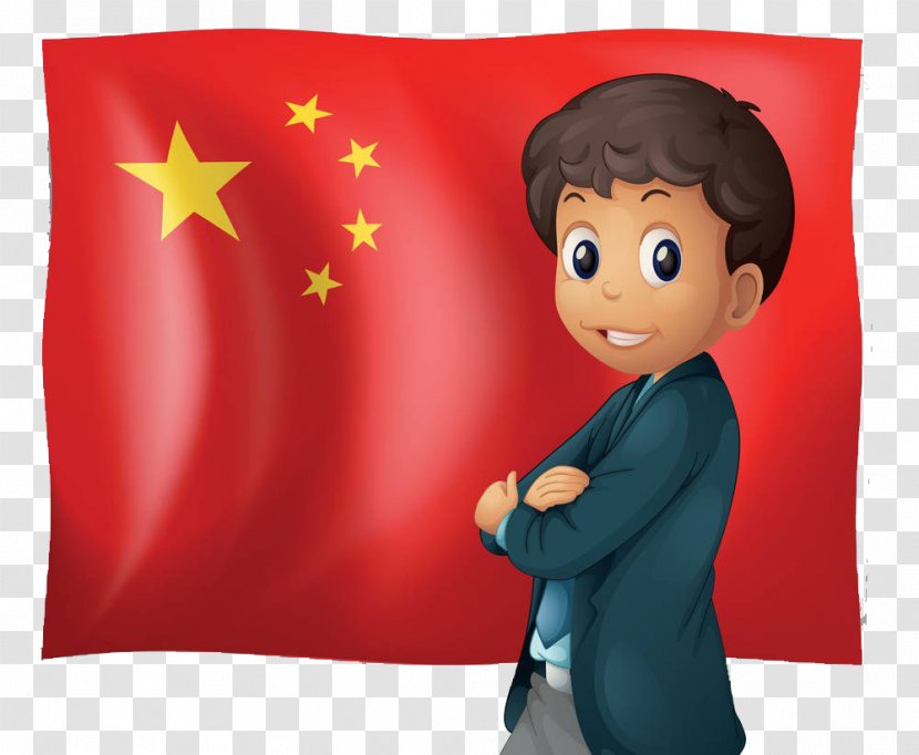 China Flag Illustration - Photography - The Boy Standing In Front Of Transparent PNG