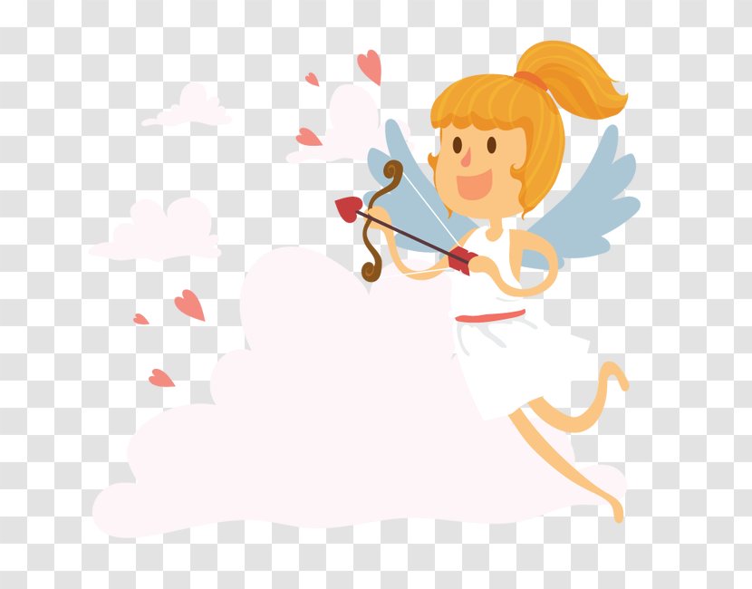 Cupid Love - Silhouette - Angel Wearing A White Dress,Cupid Transparent PNG