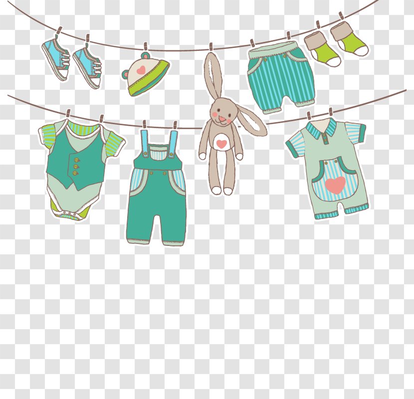 Infant Children's Clothing Euclidean Vector - Green - Hanging Clothes Transparent PNG