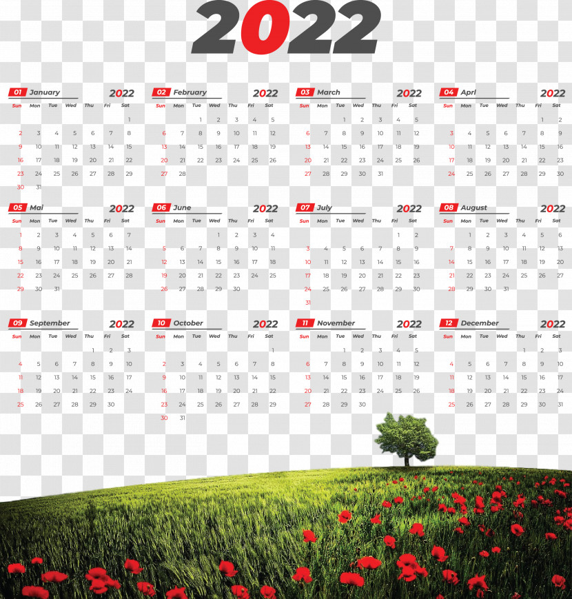2022 Yearly Calendar Printable 2022 Yearly Calendar Template Transparent PNG